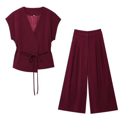 2025 Spring Summer 2-Piece Commuter Suit – Women’s Sleeveless Top & Pants