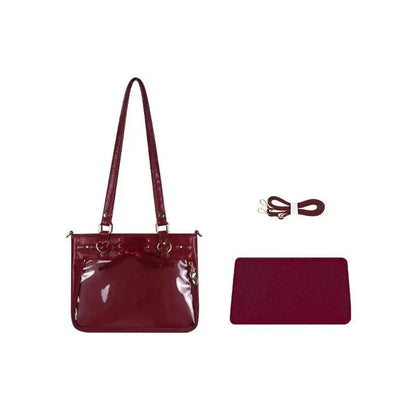 Square Love Heart Handbag – Women’s Bandage Bow Shoulder Bag