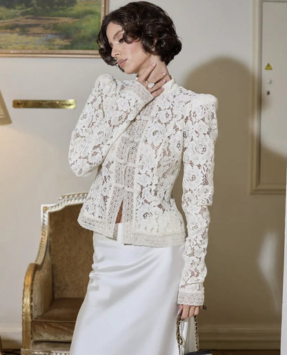 Fashion Commute Top – Hollow Out Lace See-Through Shirt