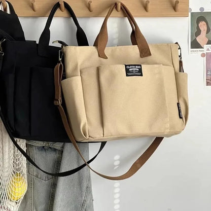 Student Commuting Canvas Bag – Large Capacity Single Shoulder Tote