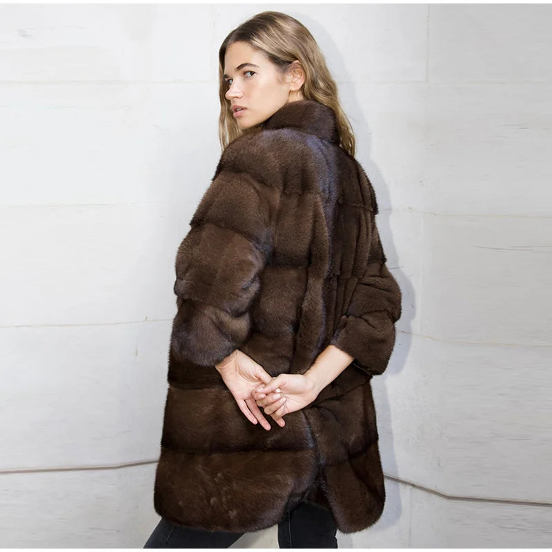 Brown Real Fur Coat – 6-Way Convertible Multi-Length Women’s Overcoat