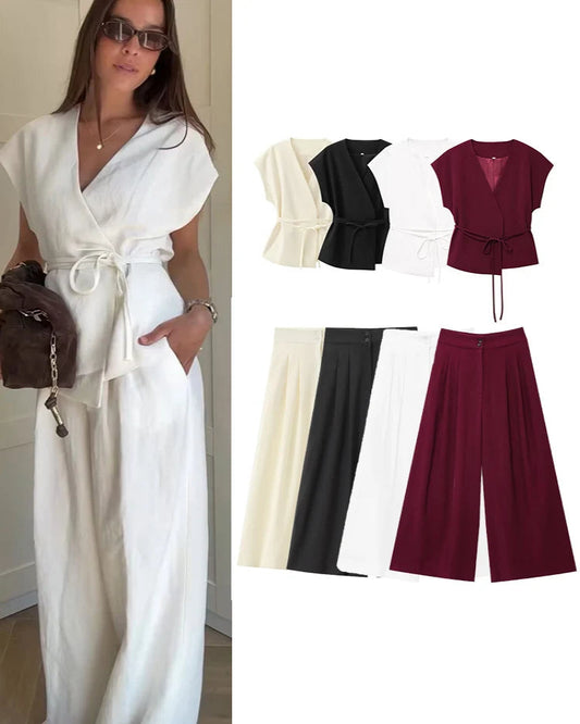 2025 Spring Summer 2-Piece Commuter Suit – Women’s Sleeveless Top & Pants