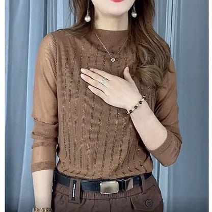 Street Style Two-Piece Layer – Long Sleeve Hollow Pullover for Women