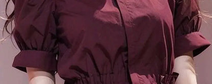Chic & Trendy – Women’s Wine Red French Design Top