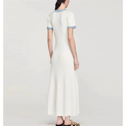 Everyday Style – Elegant Contrasting Knit Maxi Dress for Women