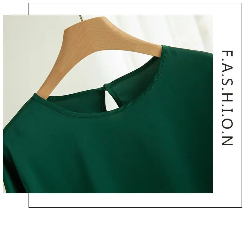 Elegant & Lightweight – Women’s Satin Silk Half-Sleeve Tee 2025