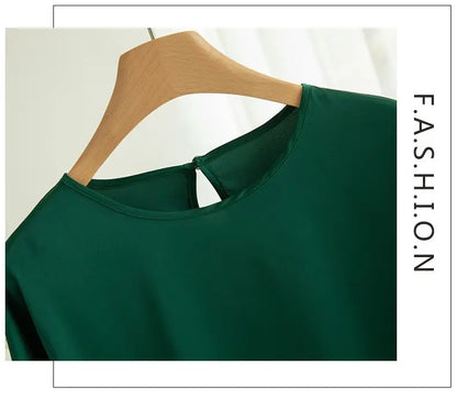 Elegant & Lightweight – Women’s Satin Silk Half-Sleeve Tee 2025