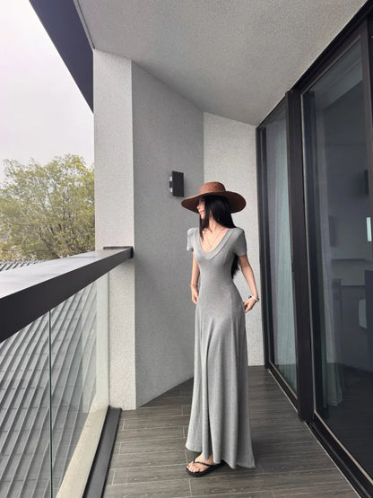 Street Style Women’s Dress – Slimming V-Neck High Waist A-Line Dress