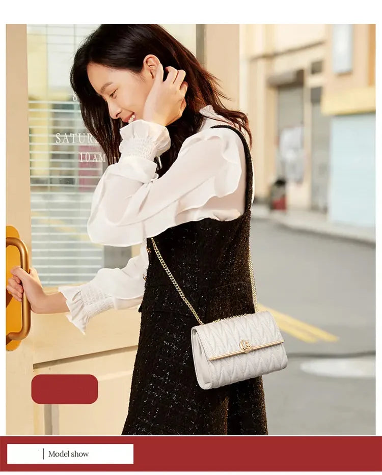 Women’s FOXER Fashion Chain Shoulder Bag – Square Crossbody Purse