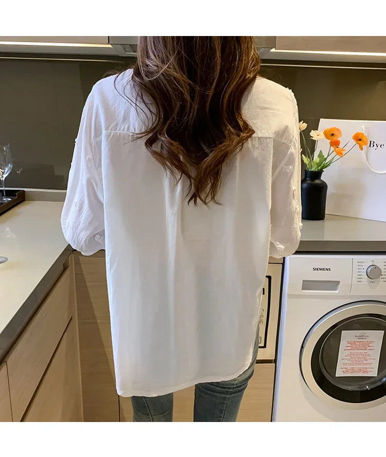Limited Edition – Hollow-Out V-Neck Cotton Top for Women