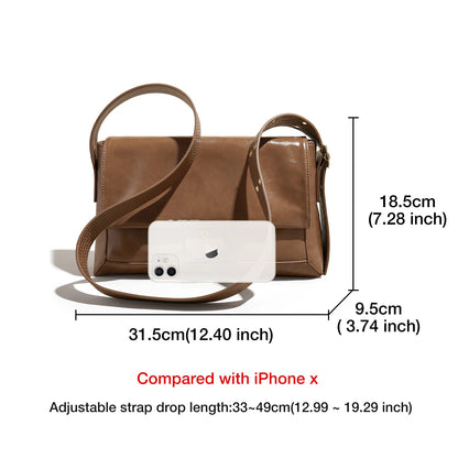 Autumn Winter Women’s Tote Bag – FOXER Simple Split Leather Crossbody Bag