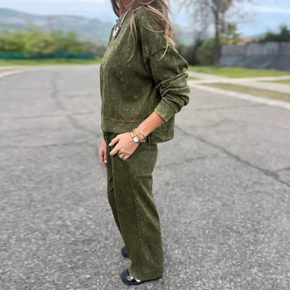 Trendy Women’s Sports Suit – Casual Hoodie & Lace-Up Pants Set