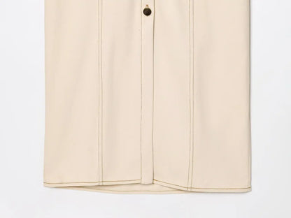 Fashionable Women’s Midi Dress – Lapel Denim Slim Waist Dress