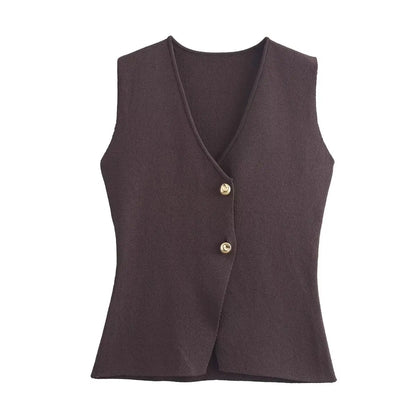 Wine Red Knitted Vest & High Waist Long Skirt – TRAFZA 2025 Women’s Set