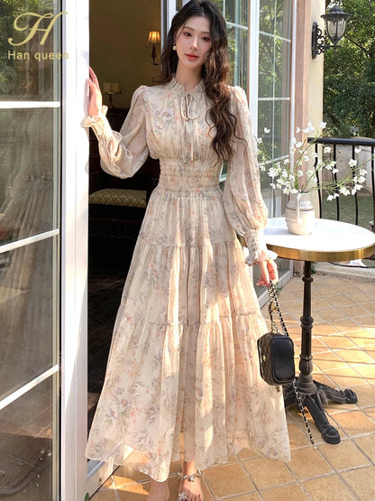 Trendy Women’s Beach Dress – Bohemian Long Sleeve Chiffon Dress