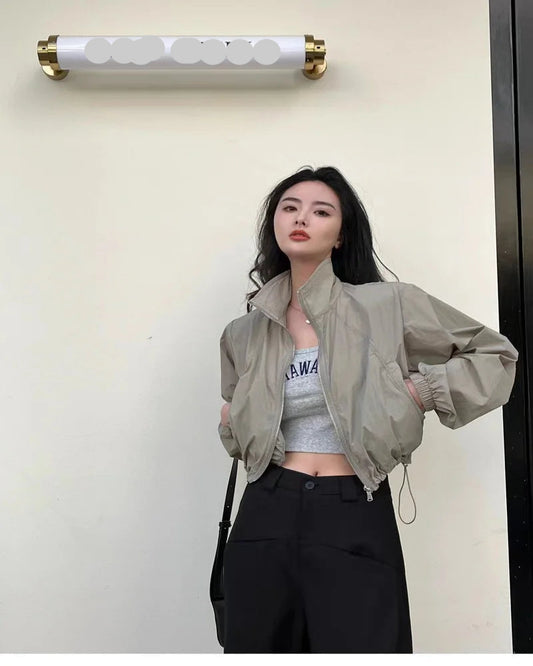 Street Style Cropped Jacket – Fashionable Oversized Women’s Wear