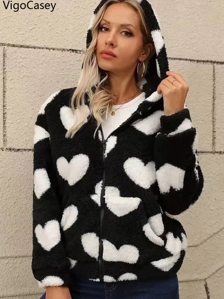 VigoCasey Printed Women’s Jacket – Long Sleeve Thick Warm Outerwear
