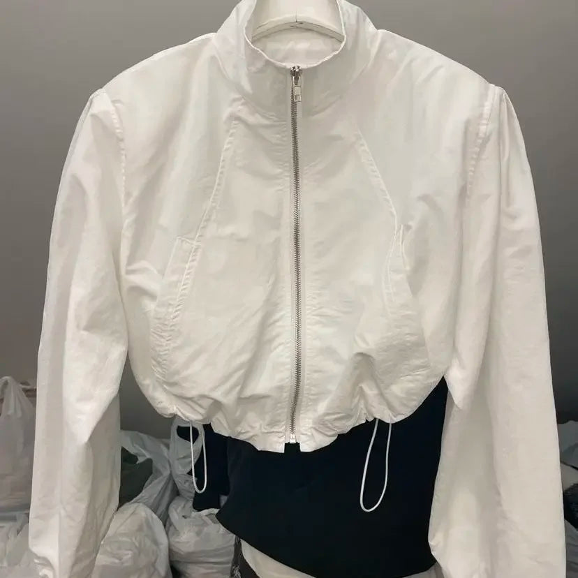 Street Style Cropped Jacket – Fashionable Oversized Women’s Wear