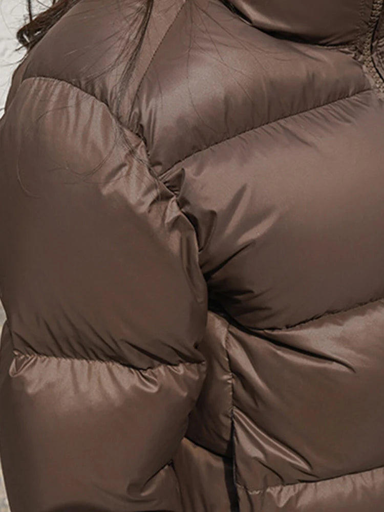Elegant Solid Color Winter Jacket – Short Cozy Coat with Pockets