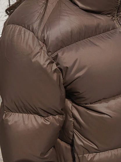 Elegant Solid Color Winter Jacket – Short Cozy Coat with Pockets