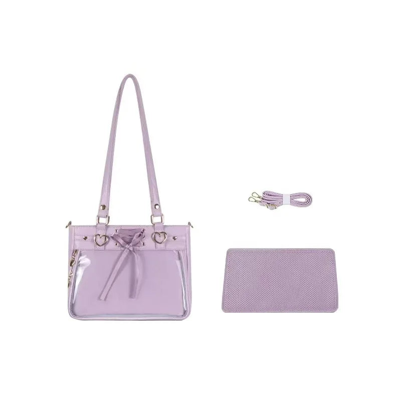 Square Love Heart Handbag – Women’s Bandage Bow Shoulder Bag