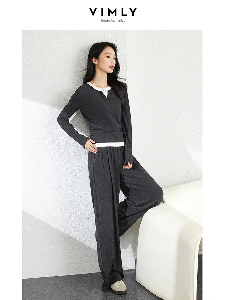 Casual Women’s Tracksuit – VIMLY Two-Piece with Loose Fit Pants