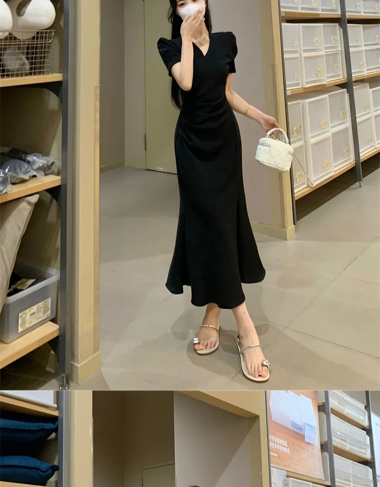 Street Style Summer Dress – Plus Size V-Neck Long Skirt Dress