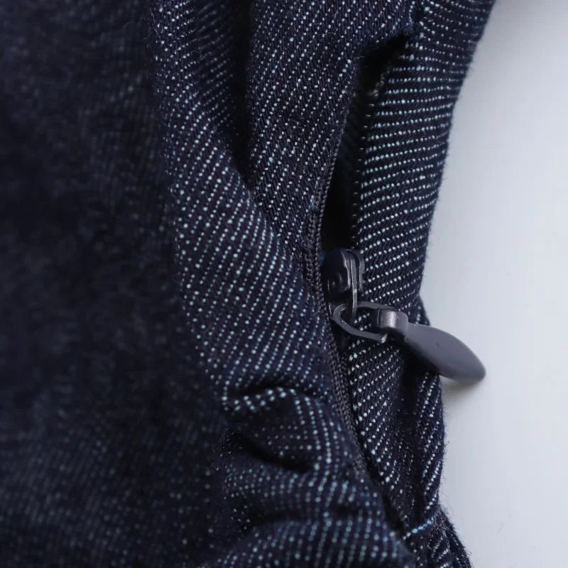 Fashionable Women’s Midi Dress – Lapel Denim Slim Waist Dress