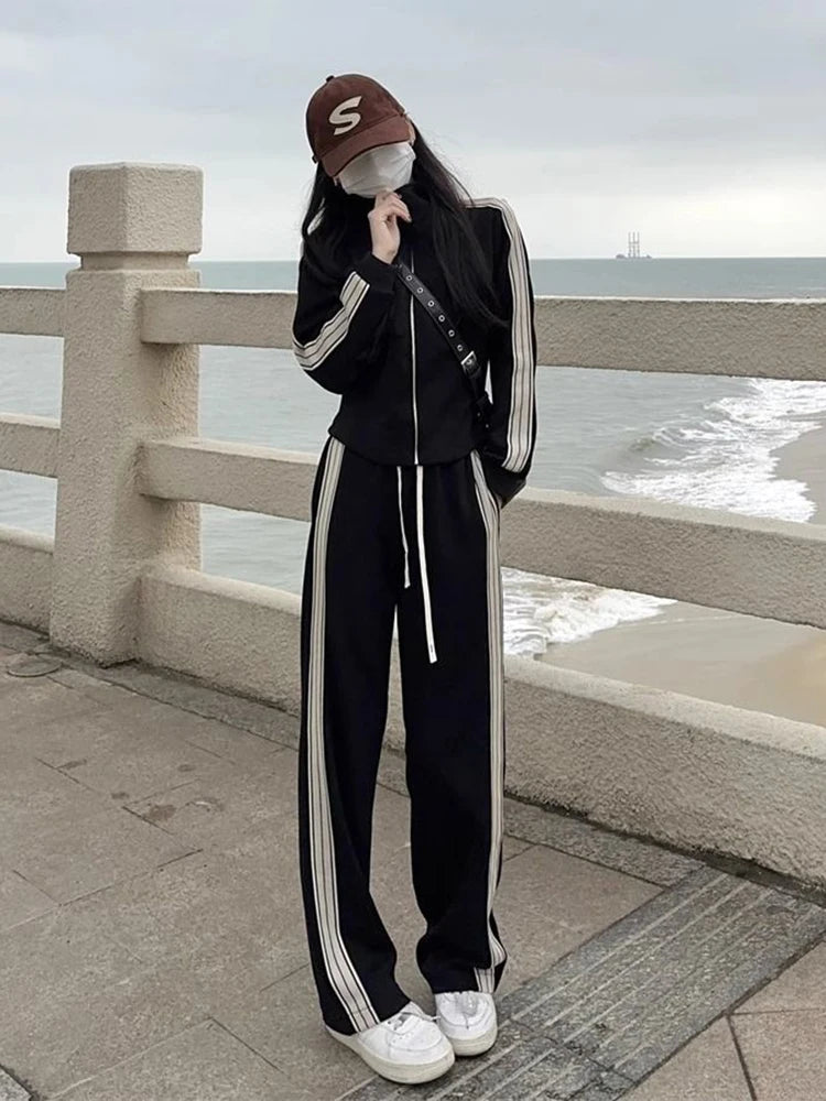 Running Outfit Women – Casual Open Cardigan 2-Piece Set