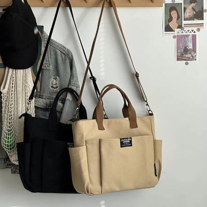 Student Commuting Canvas Bag – Large Capacity Single Shoulder Tote