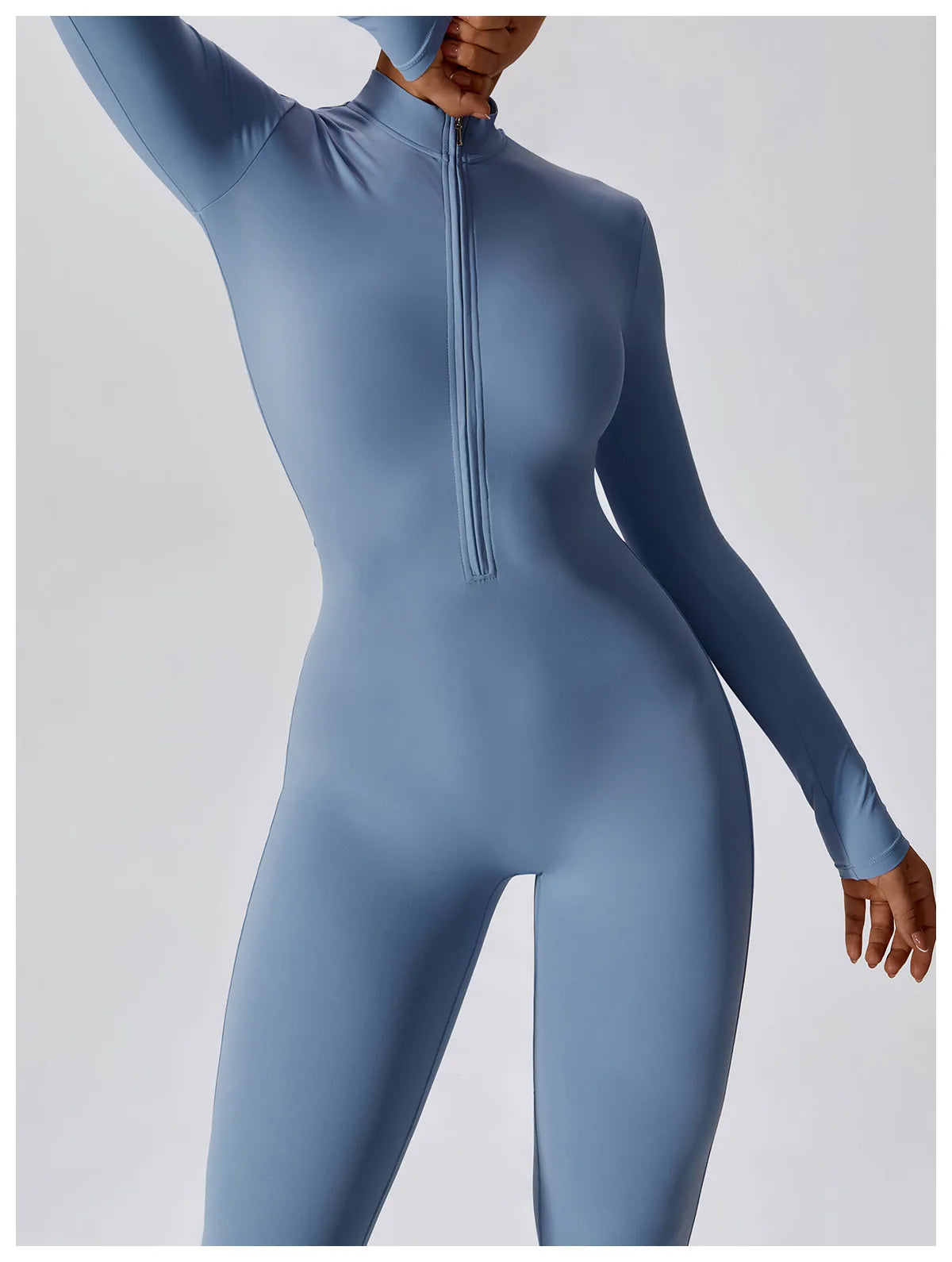 Women's Jumpsuits One-Piece Suit Zipper Long Sleeved Yoga Set Gym Push Up Workout Clothes Fitness Bodysuit Sportswear Tracksuit