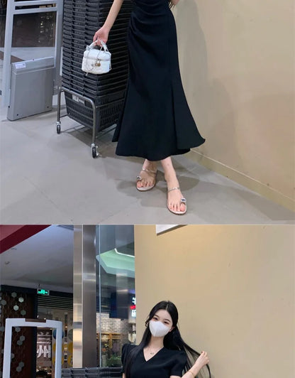 Street Style Summer Dress – Plus Size V-Neck Long Skirt Dress