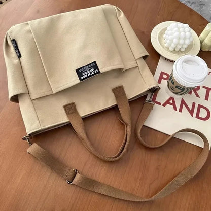Student Commuting Canvas Bag – Large Capacity Single Shoulder Tote