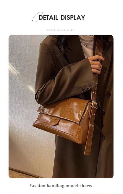 Autumn Winter Women’s Tote Bag – FOXER Simple Split Leather Crossbody Bag