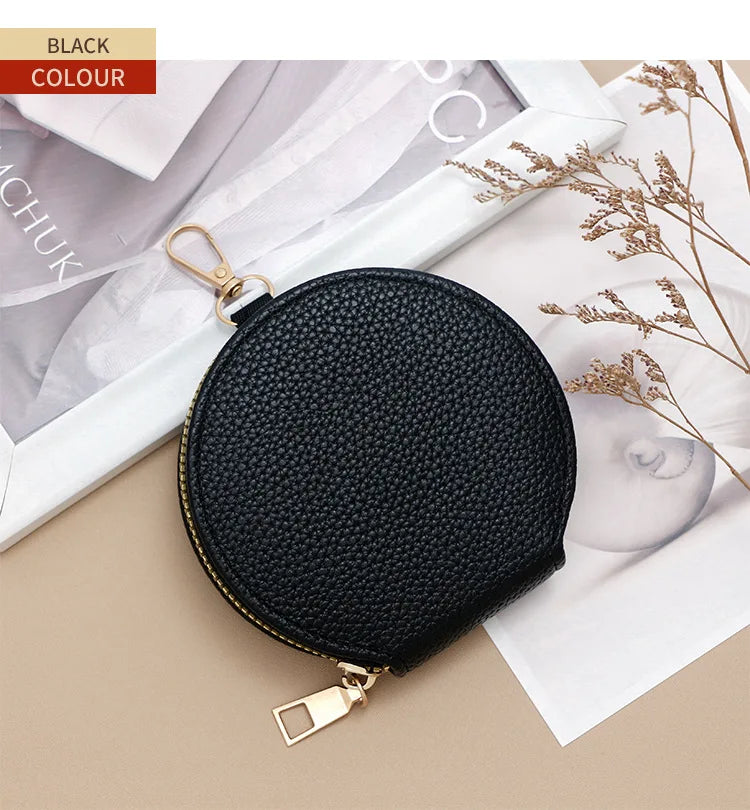 Cute Circular Zipper Coin Purse – Student Card Holder & Key Pouch