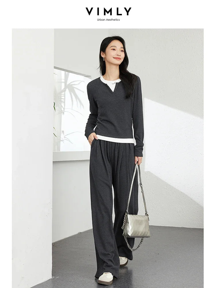 Casual Women’s Tracksuit – VIMLY Two-Piece with Loose Fit Pants