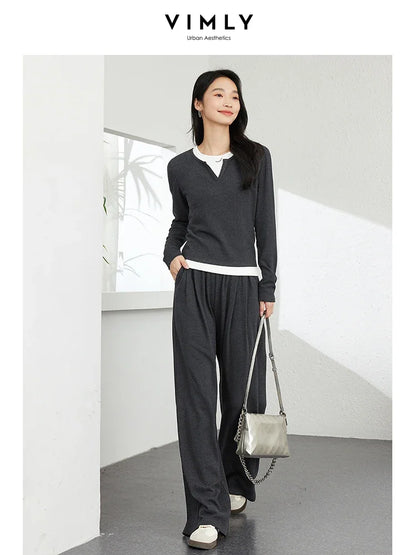 Casual Women’s Tracksuit – VIMLY Two-Piece with Loose Fit Pants