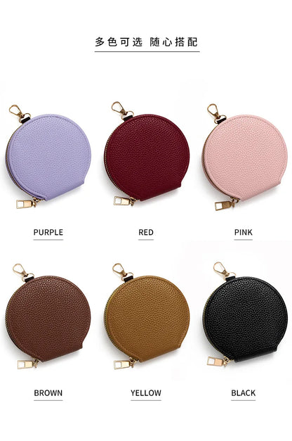 Cute Circular Zipper Coin Purse – Student Card Holder & Key Pouch
