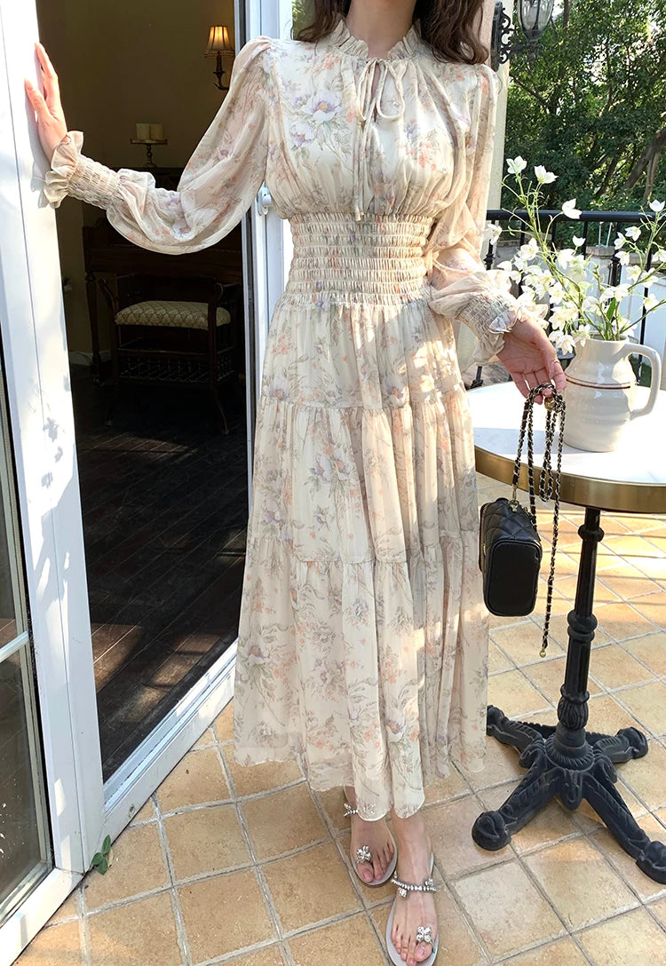 Trendy Women’s Beach Dress – Bohemian Long Sleeve Chiffon Dress