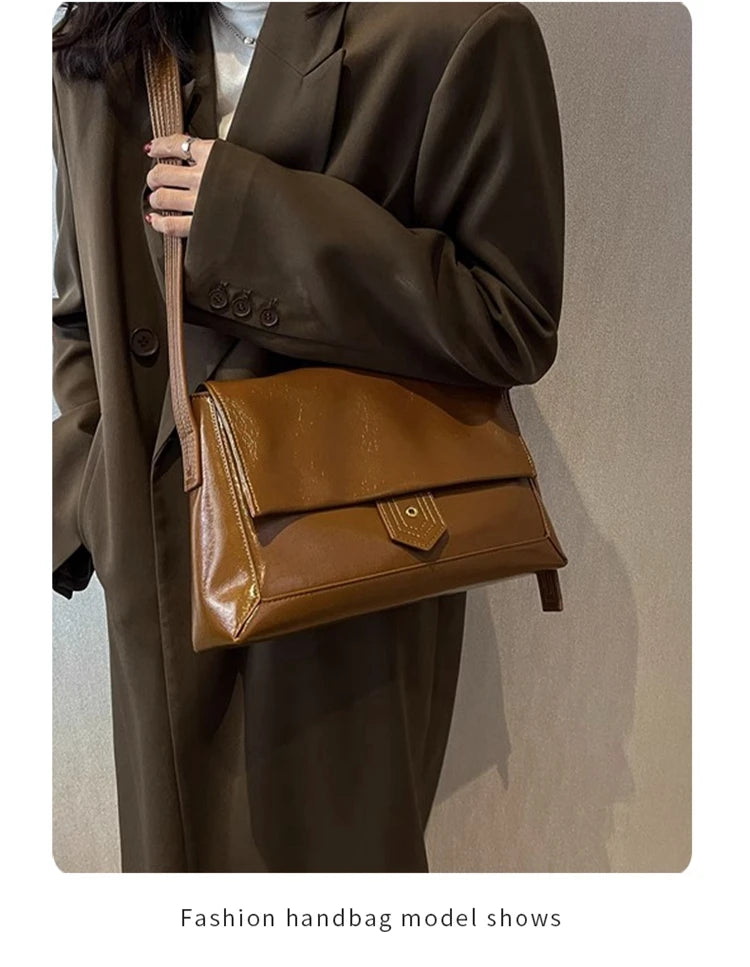 Autumn Winter Women’s Tote Bag – FOXER Simple Split Leather Crossbody Bag