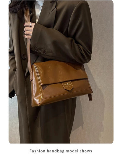 Autumn Winter Women’s Tote Bag – FOXER Simple Split Leather Crossbody Bag