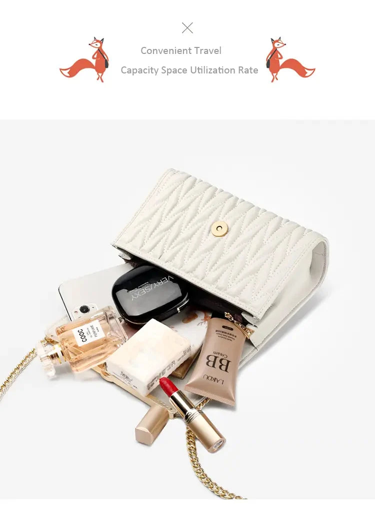 Women’s FOXER Fashion Chain Shoulder Bag – Square Crossbody Purse
