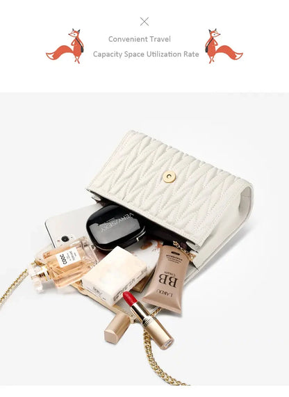 Women’s FOXER Fashion Chain Shoulder Bag – Square Crossbody Purse