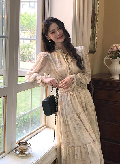 Trendy Women’s Beach Dress – Bohemian Long Sleeve Chiffon Dress