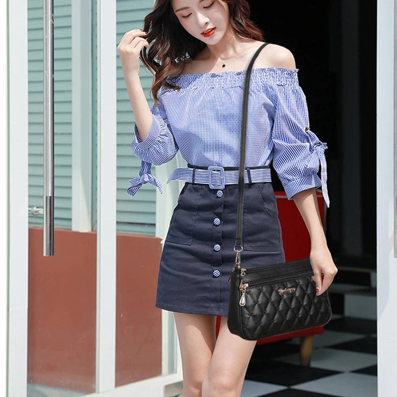 Women’s Leather Handbag – Embroidered Messenger Bag for Daily Use