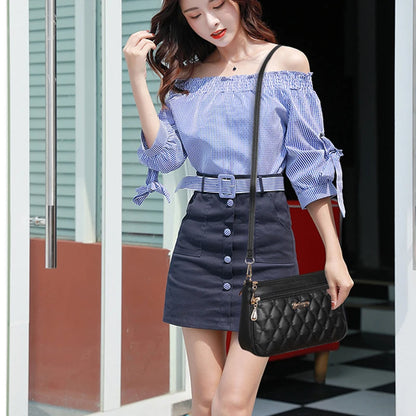 Women’s Leather Handbag – Embroidered Messenger Bag for Daily Use