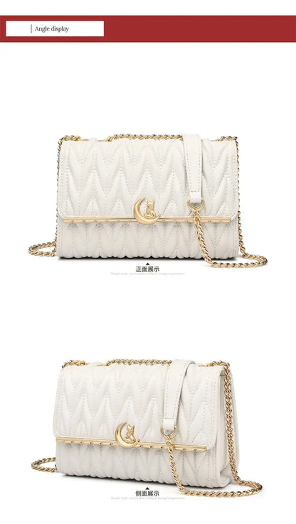 Women’s FOXER Fashion Chain Shoulder Bag – Square Crossbody Purse