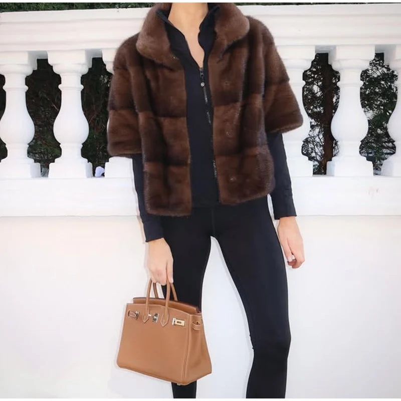 Brown Real Fur Coat – 6-Way Convertible Multi-Length Women’s Overcoat
