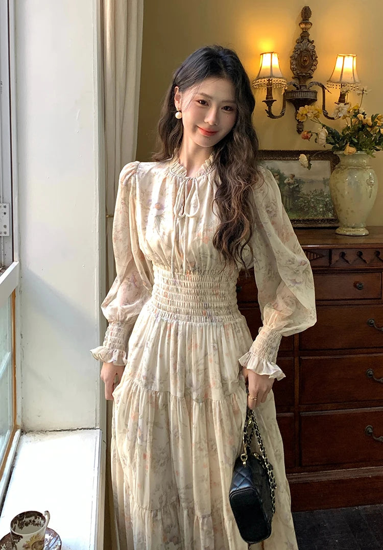 Trendy Women’s Beach Dress – Bohemian Long Sleeve Chiffon Dress