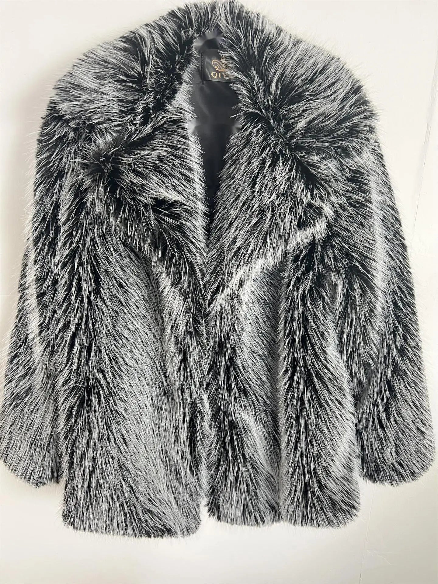 Plus Size Faux Fur Long Coat – Women’s Winter Thick Fluffy Jacket